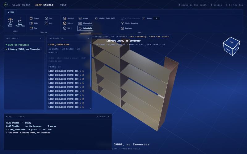The 2400 library wall made with no Inventor, standing in the room